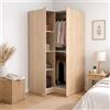 Dmora - Guardaroba 2 ante Elgon, Mobile angolare per camera da letto, Armadio appendiabiti ad angolo, 91x93h184 cm, 91x93h184 cm, Rovere