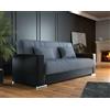 Dmora Divano Letto 3 posti Sergio, Divano Contenitore in Ecopelle e Tessuto, Sofà con Apertura Click-clack e 2 Cuscini, 230x96h101 cm, Nero e Grigio