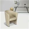 Dmora - Poltrona Abrera, Poltrona da salotto, Seduta imbottita, Sedia con braccioli in ecopelle, 64x63h76 cm, Beige