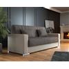 Dmora - Divano letto 3 posti Sergio, Divano contenitore in ecopelle e tessuto, Sofà con apertura click-clack e 2 cuscini, 230x96h101 cm, Beige e Grigio