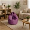 Talamo Italia-Pouf a Sacco Elegante, Colore Viola, Misure 80 x 120 x 80 cm