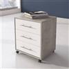 Dmora - Cassettiera ArcosdelaF, Mobiletto moderno a 3 cassetti con ruote, Aramdietto portadocumenti per ufficio, comodino da scrivania, Cm 43x40h57, Cemento e Bianco