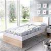 Dmora - Letto per bambini Duranno, Struttura singola per cameretta, Lettino singolo con testiera, 196x97h79 cm, Bianco e Rovere