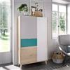 Dmora Credenza Duan, Buffet dispensa da Soggiorno, Madia Moderna da Salotto a 3 Ante, 81x43h137 cm, Bianco e Rovere