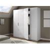 Dmora Guardaroba Grande Knoxville, Armadio per Camera da Letto a 4 Ante battenti, Mobile con 2 Ripiani e Barra Appendiabiti, 180x52h200 cm, Bianco