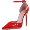 Zhabtuc D'Orsay - Scarpe da donna con tacco alto, con cinturino alla caviglia, punta a punta, per feste, matrimoni, 12 cm, altezza del tacco: 36-42 EU, Colore: rosso, 36 EU
