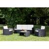 Dmora - Set da Giardino Outdoor, Salottino da Esterno con 2 poltrone, 1 Divano e 1 tavolino, con Cuscini, 100% Made in Italy, cm 184x67h77, Antracite