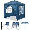 WOLTU Gazebo Pieghevole da Giardino, Gazebo Impermeabile Pop Up da 2x2m con Pannelli Laterali, Tendone da Esterno, Altezza Regolabile, Protezione UV, con Custodia, Blu