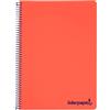 Liderpapel Quaderno a spirale a5 micro wonder copertina plastica 120 h 90 g quadro 5 mm 5 strisce 6 trapani colore rosso