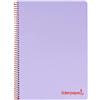 Liderpapel Quaderno a spirale a5 micro wonder copertina plastica 120 h 90 g quadro 5 mm 5 strisce 6 trapani colore viola