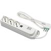 FANTON 474504 Multipresa 3 posti + USB OMEGA ciabatta 3 prese bipasso/schuko 2P+T 16A + 2 prese USB-A 5V 3A cavo 1,5 m. spina piccola 2P+T 10A + interruttore automatico luminoso di sovraccarico