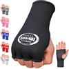 Farabi Sports Fasce Boxe Guanti Interni Elasticizzati a Mezze Dita Senza Imbottitura in Gel bendaggi Boxe Ideale per MMA, Muay Thai, Sport da Combattimento, Kickboxing e Arti Marziali (Black, S/M)