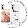 Yoedge Cover con Cordino per Samsung Galaxy S21 FE 5G Personalizzata 6,4, Custodia con Laccio Collana Custodie Personalizzabile con Foto Testi Immagine Personalizzate Bianco Custom Case