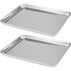 ZOENHOU Set di 2 teglie da forno in acciaio inossidabile, teglie grandi antiaderenti professionali rettangolari da 40cm per servire biscotti, vassoi da forno per tostapane catering, facili da pulire