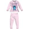 SABOR Pigiama DY50K6974 Bambina Manica Lunga in Cotone Interlock.Stitch Rosa Chiaro 3-4 Anni