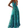MJGkhiy Vestito Lungo Donna Cerimonia Boho Fiore Stampato Maxi Vestiti Bohémien Etnico Vestito Tinta Unita a Vita Alta Vestito Boho Allentato Vestito Estivo Donna Mare