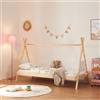 [en.casa] Letto per Cameretta a Forma di Capanna Letto Tipi per Bambini Struttura in Legno di Pino in Stile Montessori 90 x 200 cm Color Naturale/Bianco