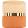 Shally Dogan Pouf Contenitore in Velluto, Poggiapiedi Forma Rotonda Capiente, Design Moderno con Fascia in Metallo, Sgabello Coperchio Rimovibile e Seduta Imbottita, 37x42cm (Beige e Terra di Siena)