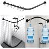AUBWIG Tenda Doccia Binario Estensibile in Acciaio Inox A Forma di L Vasca da Bagno Angolo Doccia Tenda Asta Nessuna Foratura per Negozio di Abbigliamento Bagno(90-130cmx90-130cm)