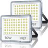 TASINUO Faretto LED da Esterno 50W 2 Pezzi, Faro LED Esterno Impermeabile IP67, 5000LM 7000K Bianca Fredda 60 LEDs Lampade per Giardino Terrazza Garage