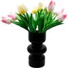 CiciIng Vaso in vetro geometrico, moderno vaso idroponico, vaso di vetro a tulipano, vaso decorativo per casa, ufficio, matrimonio (nero)