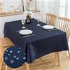 SPRICA Tovaglia Jacquard Resistente all'Acqua, Colore Solido, Peso Pesante, Morbida, Lavabile in Lavatrice, Rettangolo 210x150cm, Blu Navy