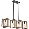 HvKvHvY Illuminazione dell'isola della cucina della luce nera, legno e metallo lampade da tavolo da biliardo Lampadari Lampada da soffitto, altezza regolabile delle luci della camera da letto soffitto