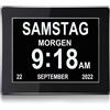 SENXINGYAN Orologio Calendario Digitale Sveglia, 8 LCD Oscuramento Automatico con Ora, Data, Anno Mese Giorno Non-Abbreviazione Orologio Completo per Perdita Di Memoria Anziani Demenza Alzheimer