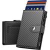 YESIIW Portacarte Uomo per 7 Cartes, 2 Finestra ID & 15+ Banconate Portafoglio Uomoo Slim con Blocco RFID Porta Carte di Credito Uomo, Porta Tessere, (Carbon Nero, Portamonete Magnetico)