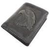 Lemasi Mini portafoglio in vera pelle 3D aquila o lupo con protezione RFID NFC, Aquila grigia, S, Casual