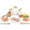Small Foot 11214 Servizio da tè in legno Cucina per bambini small foot, accessori per la cucina per bambini / cucina da gioco con 17 parti, da 3 anni