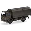 herpa Modellino di camion Mercedes-Benz NG 5t camion con telaio piano e copertura, 2 assi Bundeswehr, miniatura in scala 1:87, pezzo da collezione, Made in Germany, plastica