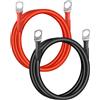 QWORK® 2 Pezzi Cavo Batteria Auto 3 AWG 25 mm², 100 cm 12V Cavi Batteria con Morsetti ad Anello M10 per Veicoli e Impianti Solari
