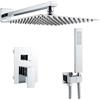Namuoto Set Doccia Incasso Cromo,Sistema Soffione a Pioggia con Miscelatore Doccia, Soffione Doccia Quadrato 25x25cm, Doccetta, kit Doccia Incasso