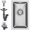 KEOKBON Lavandino piccolo da 25 x 40 cm, in acciaio inox 304, 1 vasca, rettangolare, in acciaio inox spazzolato, per campeggio o cucina piccola