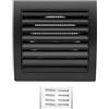 H&C VENT Griglia di ventilazione 190 x 190 mm Ø 125 mm nero copertura con protezione dagli insetti, tappo per canale HVAC ABS, cappa aspirante per tubo di scarico dell'aria