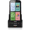 Brondi Amico Smartphone +, versione aggiornata con base di ricarica, Telefono Cellulare per Anziani GSM DUAL SIM con Tasti Grandi, Funzione SOS, Controllo Remoto, Volume Alto, Nero