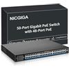 NICGIGA Unmanaged 48-Port Gigabit Poe Switch with 48 IEEE802.3af/at Poe+@400W Ports, 2 x 1G SFP, 50-Port Power Over Ethernet Network Switch, Desktop/Rack Mount