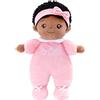 OUOZZZ Bambola Nera con Sonaglio, Bambolina di Stoffa Morbida 25cm (Rosa), Prima Bambola di Peluche per Neonati e Bambine, Regalo Nascita