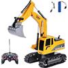 OpenRC - RC Trattore Escavatore Telecomandato - Tractopala Bambino Radiocomandato Elettrico - Camion Mini Escavatore idraulico - Gru Cantiere Giocattolo Costruzione - Effetto Luce