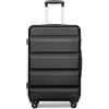 Kono Set di 3 valigie leggere in ABS per cabine medie/grandi, con serratura TSA e 4 ruote girevoli, Nero, 61 cm, Valigia leggera in ABS rigido