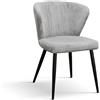Konte.Design Set di 2 sedie MANTES in tessuto effetto velluto grigio e gambe in metallo antracite