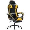 Fruyyzl Sedia Gaming Ergonomica, Poltrona Gaming con Schienale Regolabile, Sedia da Gamer con Poggiatesta e Supporto Lombare, Sedia Gamer in Pelle Sedia Gaming con Poggiapiedi (XL, Giallo)