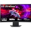 LG 27GS60QC UltraGear Gaming Monitor 27" QHD Curvo HDR 10, 2560x1440, 1ms, AMD FreeSync Premium 180Hz, HDMI 2.0 (HDCP 2.2), Display Port 1.4, AUX, Flicker Safe, Nero