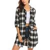 Hotouch Camicia da donna a quadri, a maniche lunghe, con bottoni, casual, a quadri, con scollo a V, con bottoni, per Oktoberfest, taglie S-XXL, Nero e grigio., M