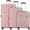 American Tourister Aero Racer 4 ruote Set di valigie 3 pezzi con piega di espansione rosa
