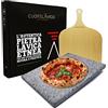 CUORE LAVICO - KIT PIASTRA REFRATTARIA IN PIETRA LAVICA ETNEA PER PIZZA 39X30X2 CM + PALA| FORNO A GAS, ELETTRICO E BARBECUE PER PANE E PINSA - MADE IN ITALY