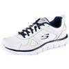 Skechers Track Scloric, Sneaker, Uomo, Bianco White Leather Mesh Pu Navy Trim, 45 EU