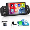 Hikity 2+64G Android 13 Autoradio per Fiat Panda 2013-2020 con Wireless Carplay Android Auto 6,2 Pollici Touch Schermo Auto Radio con Bluetooth GPS Navgazione WiFi FM RDS CANBUS Retrocamera Mic