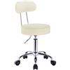 WOLTU® BH34cm-1 Sedie Ufficio Sedia da Scrivania Sgabelli con Schienale Similpelle Cromato Girevole Moderno Crema 1 Pz